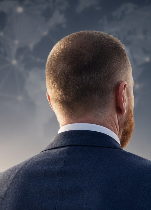 Arthur Tikhan, Lead Analytical Expert of Praxorium LLC, photographed from behind in accordance with the practice's personal-security policy